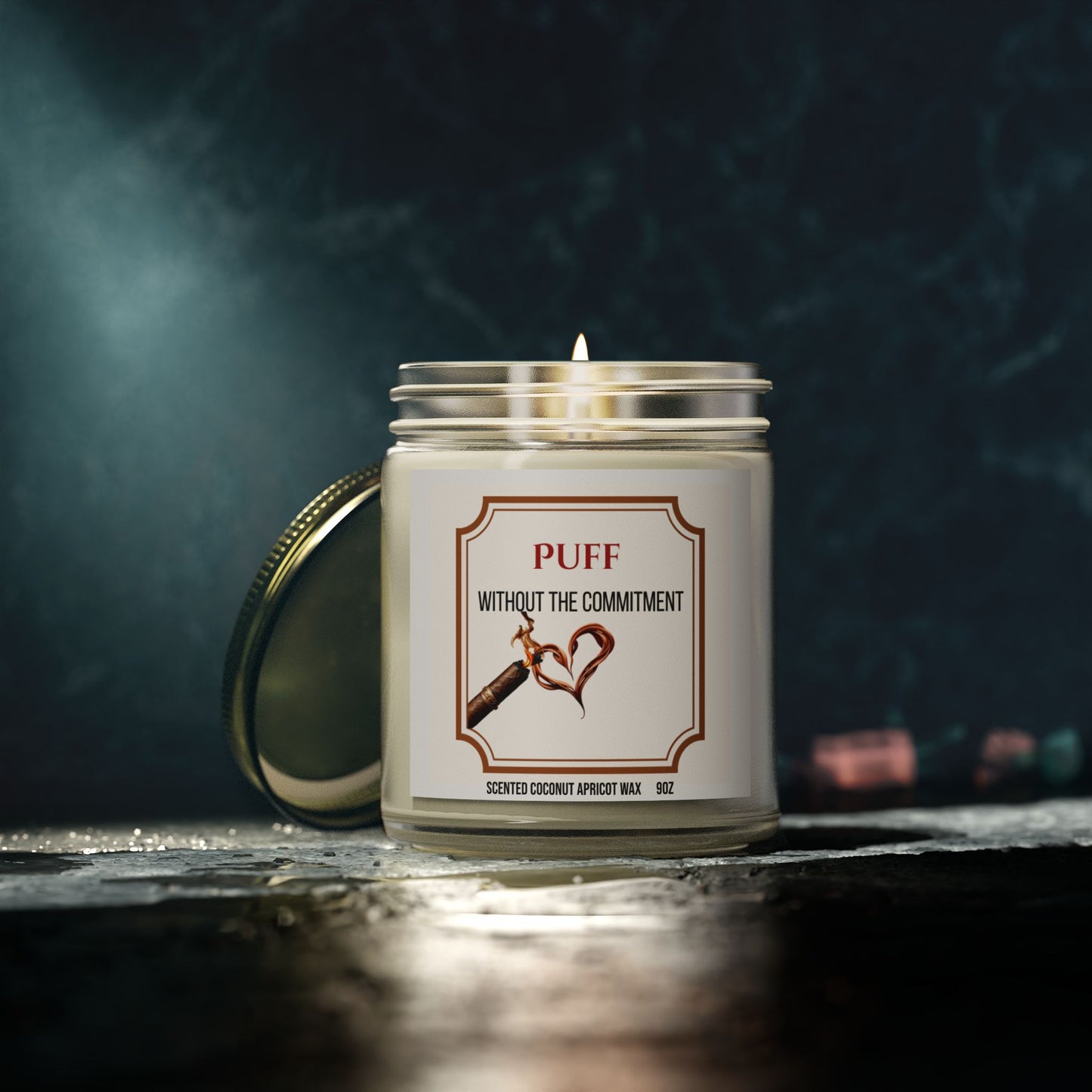 Puff Without the Commitment – Cigar Lover’s Scented Candle | Coconut Apricot Wax, Long Burn Time