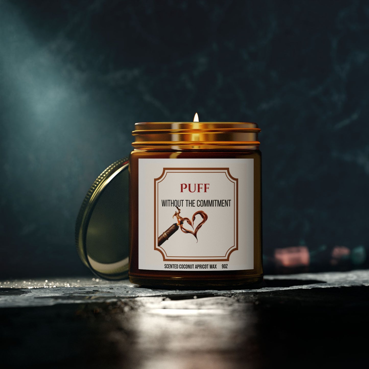 Puff Without the Commitment – Cigar Lover’s Scented Candle | Coconut Apricot Wax, Long Burn Time