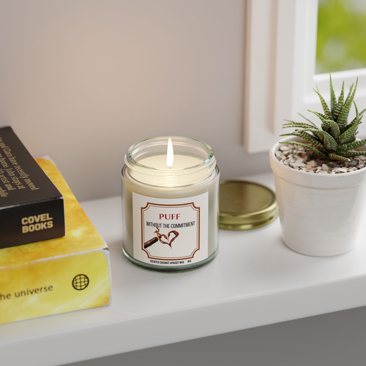 Puff Without the Commitment – Cigar Lover’s Scented Candle | Coconut Apricot Wax, Long Burn Time