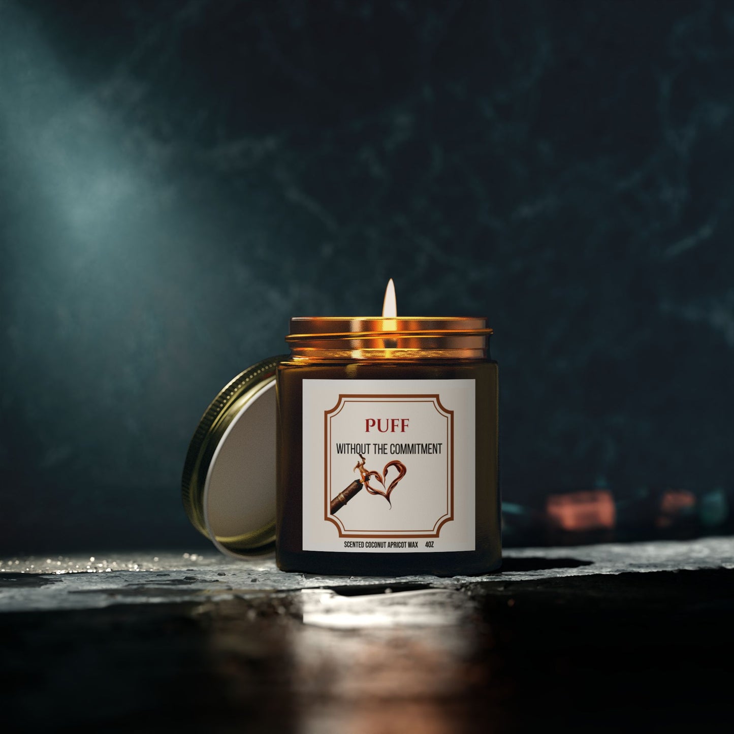 Puff Without the Commitment – Cigar Lover’s Scented Candle | Coconut Apricot Wax, Long Burn Time