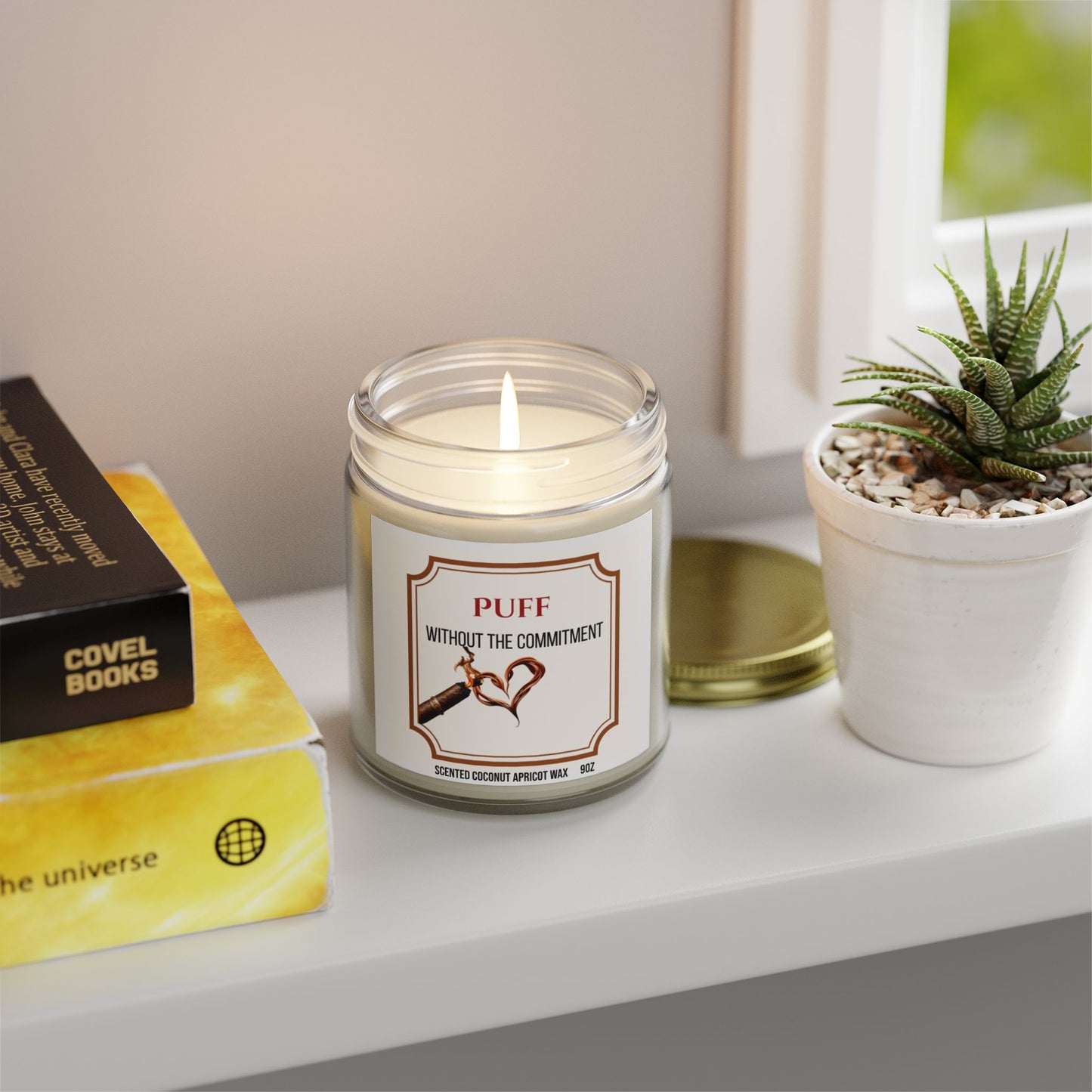 Puff Without the Commitment – Cigar Lover’s Scented Candle | Coconut Apricot Wax, Long Burn Time
