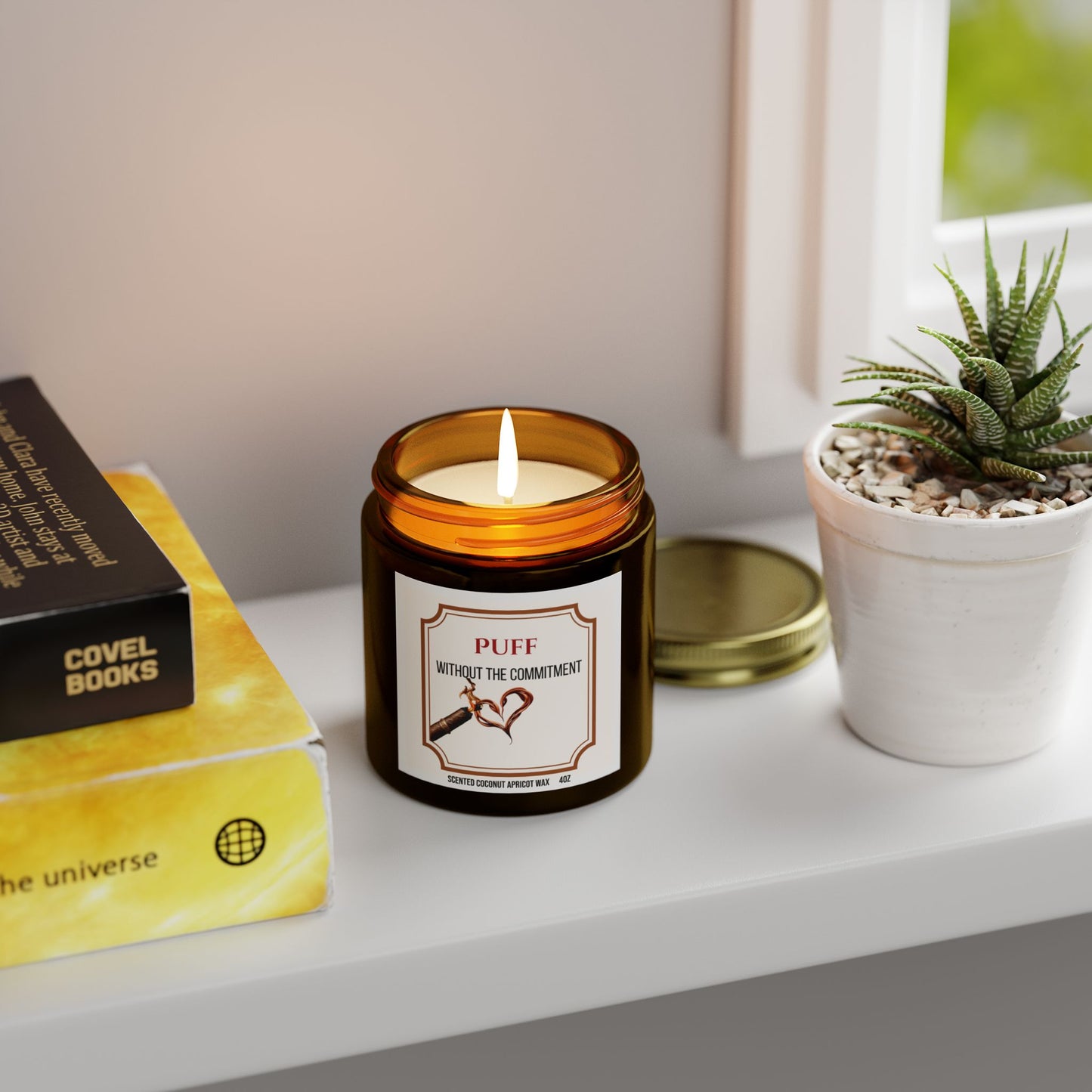Puff Without the Commitment – Cigar Lover’s Scented Candle | Coconut Apricot Wax, Long Burn Time