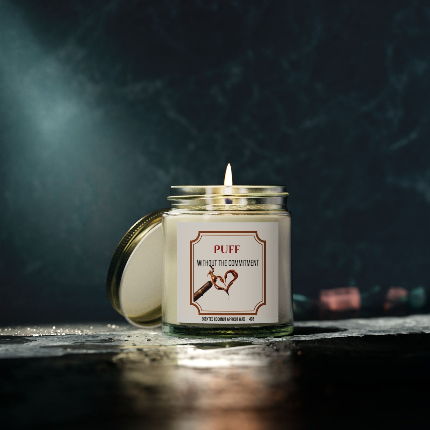Puff Without the Commitment – Cigar Lover’s Scented Candle | Coconut Apricot Wax, Long Burn Time