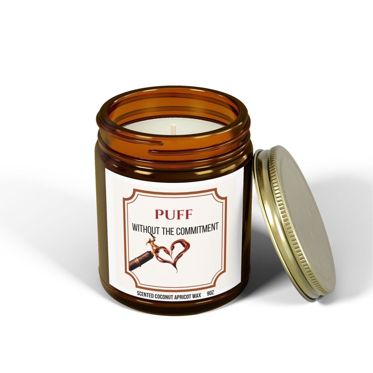 Puff Without the Commitment – Cigar Lover’s Scented Candle | Coconut Apricot Wax, Long Burn Time