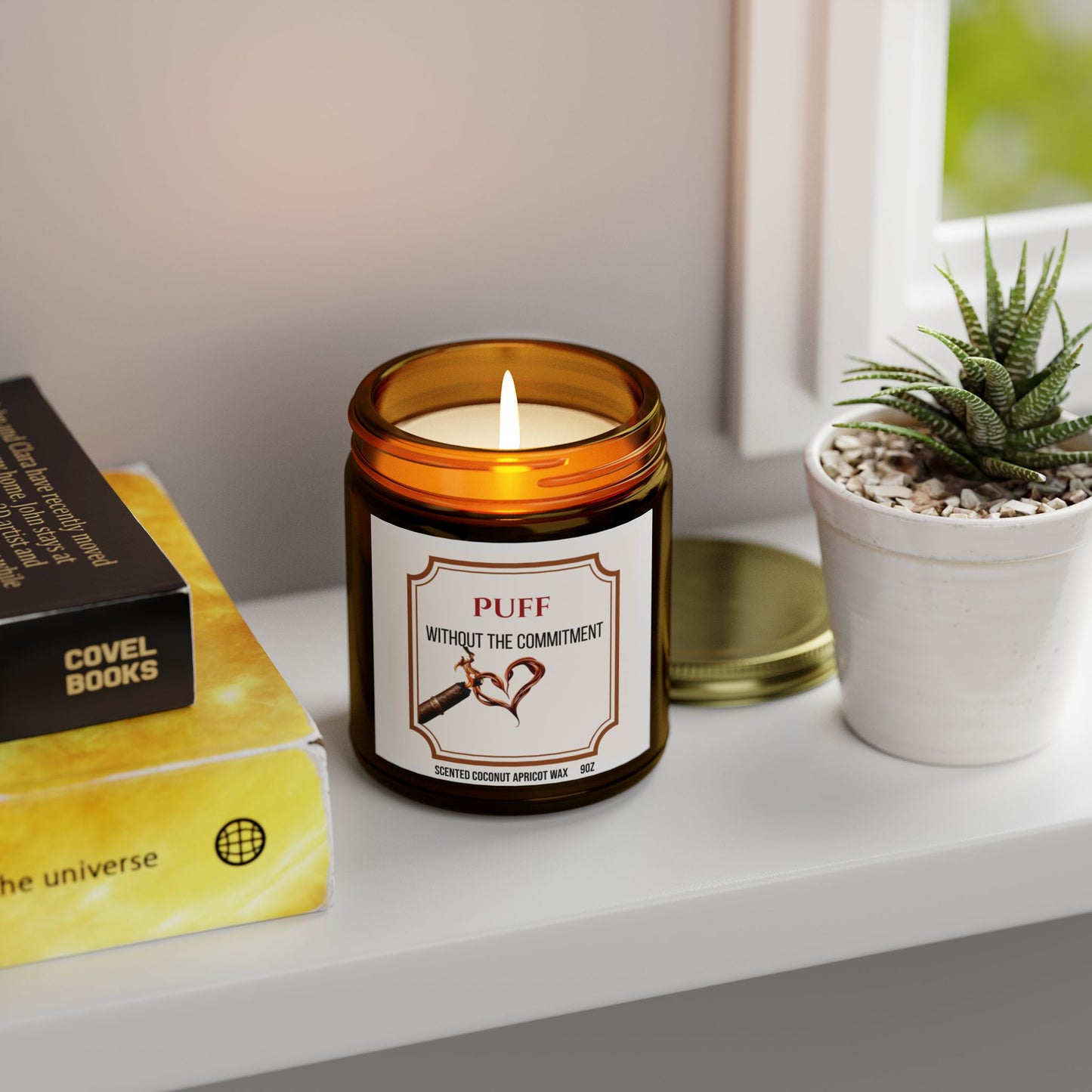 Puff Without the Commitment – Cigar Lover’s Scented Candle | Coconut Apricot Wax, Long Burn Time
