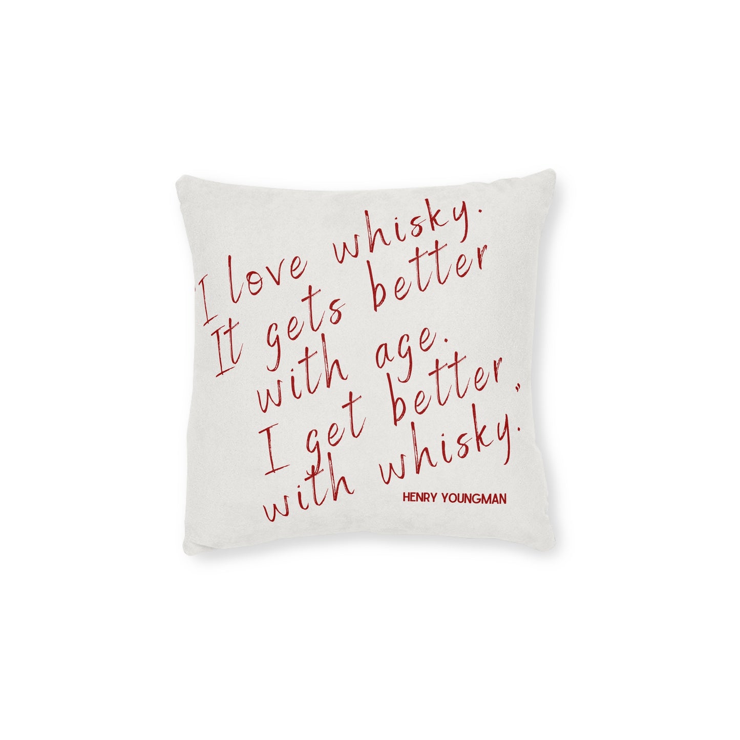 Whisky Lover Pillowcase – “I Love Whisky” Quote by Henry Youngman | Unique Whisky Gift for Him | Bar Decor, Cigar Lounge Decor
