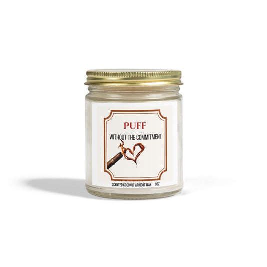 Puff Without the Commitment – Cigar Lover’s Scented Candle | Coconut Apricot Wax, Long Burn Time