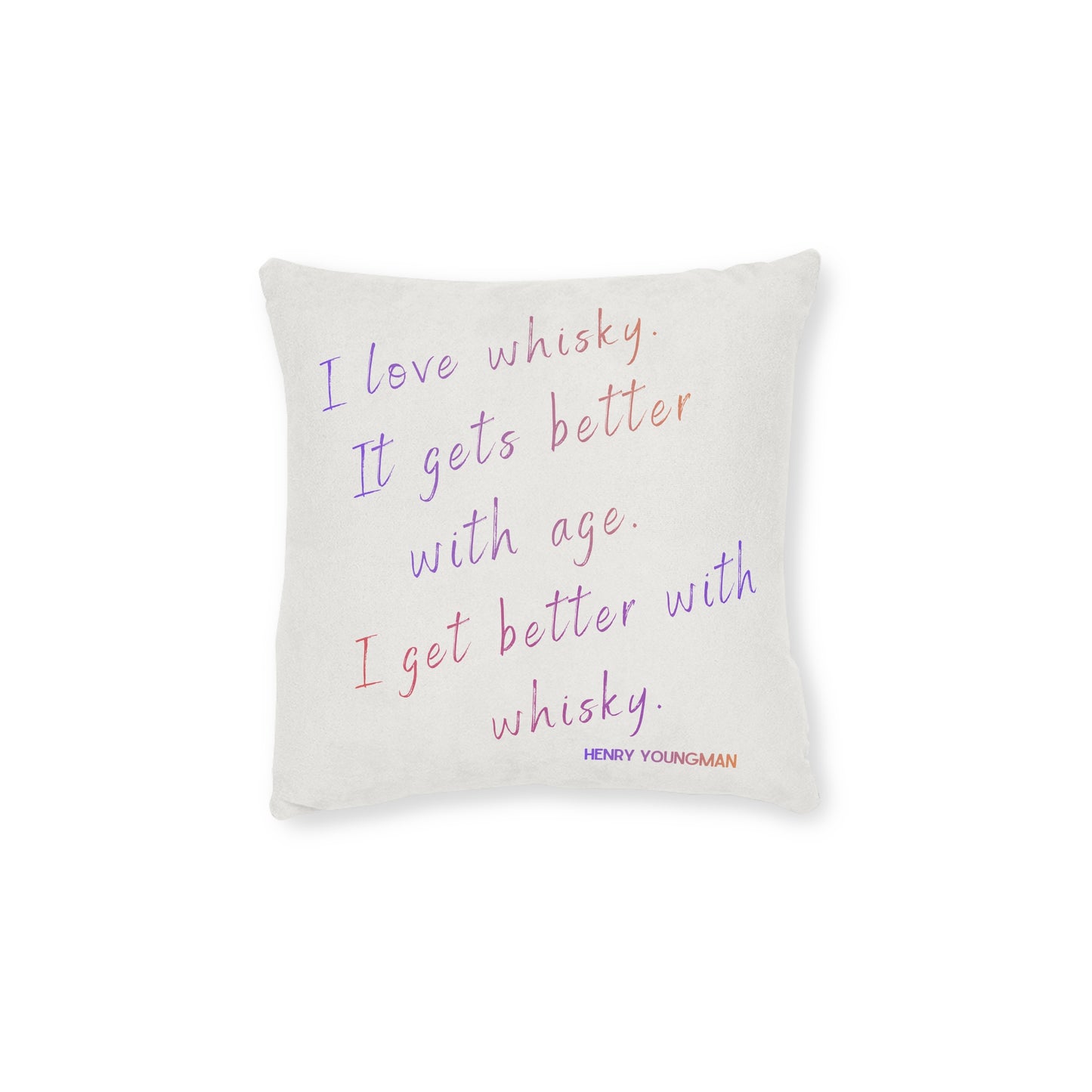 Colourful Whisky Lover Pillowcase – “I Love Whisky” Quote by Henry Youngman | Unique Whisky Gift for Him | Bar Decor, Cigar Lounge Decor