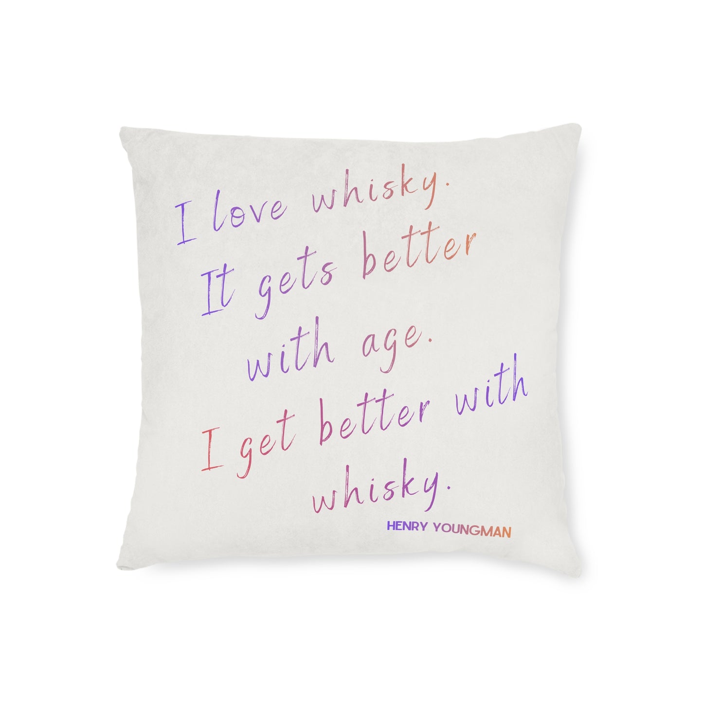 Colourful Whisky Lover Pillowcase – “I Love Whisky” Quote by Henry Youngman | Unique Whisky Gift for Him | Bar Decor, Cigar Lounge Decor