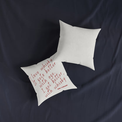 Whisky Lover Pillowcase – “I Love Whisky” Quote by Henry Youngman | Unique Whisky Gift for Him | Bar Decor, Cigar Lounge Decor