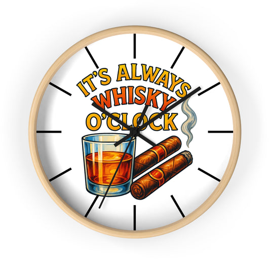 Whisky O'Clock Wall Clock - Perfect Gift for Whiskey Lovers, Home Bar Decor, Men's Den Accessory, Vintage Style Timepiece